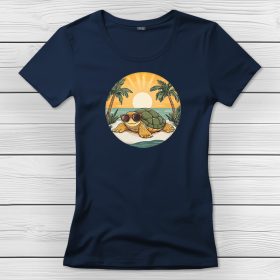 Teknősös póló nőknek sötétkék színben