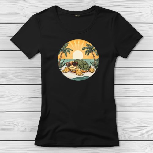 Teknősös póló nőknek fekete színben