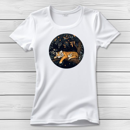 Tigrises póló nőknek fehér színben
