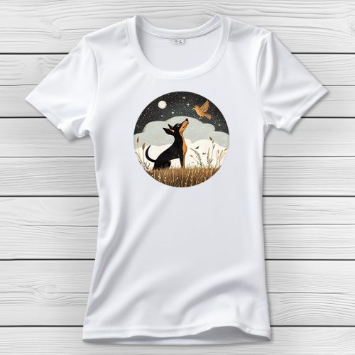 Törpe pincseres póló nőknek fehér színben