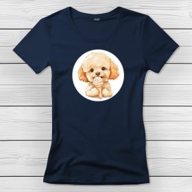 Uszkáros póló nőknek sötétkék színben