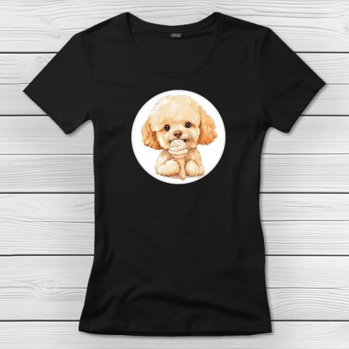 Uszkáros póló nőknek fekete színben