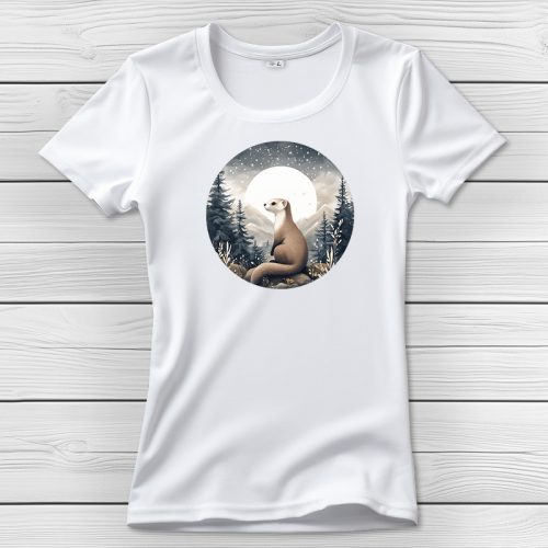 Vadászgörényes póló nőknek fehér színben