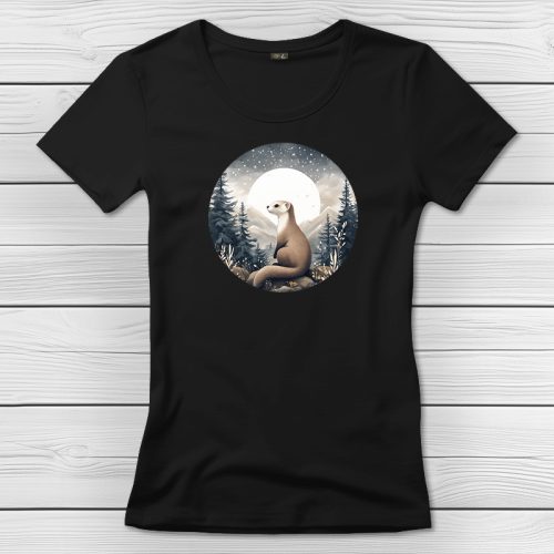 Vadászgörényes póló nőknek fekete színben