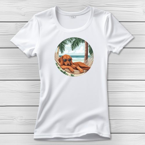 Magyar vizslás póló nőknek fehér színben