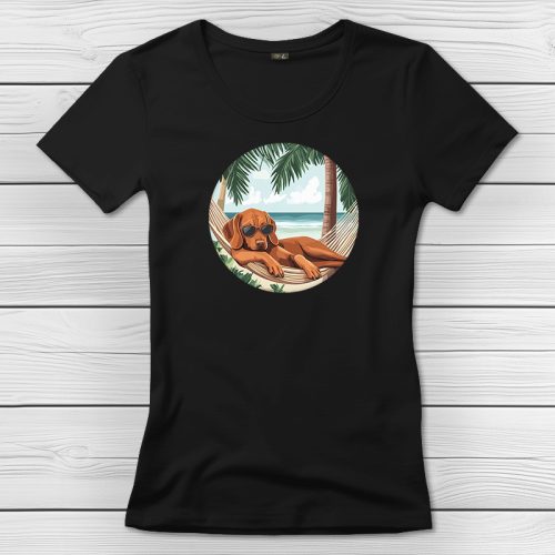 Magyar vizslás póló nőknek fekete színben