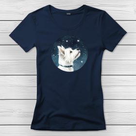 Westie-s póló nőknek sötétkék színben