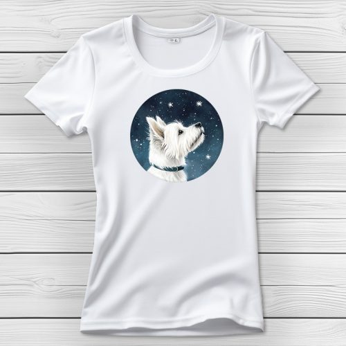 Westie-s póló nőknek fehér színben