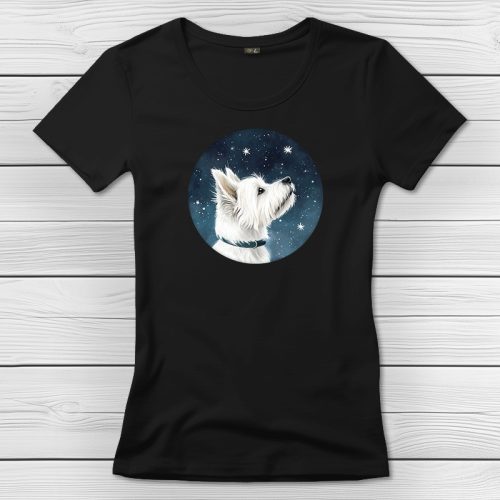 Westie-s póló nőknek fekete színben