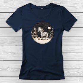 Zebrás póló nőknek sötétkék színben