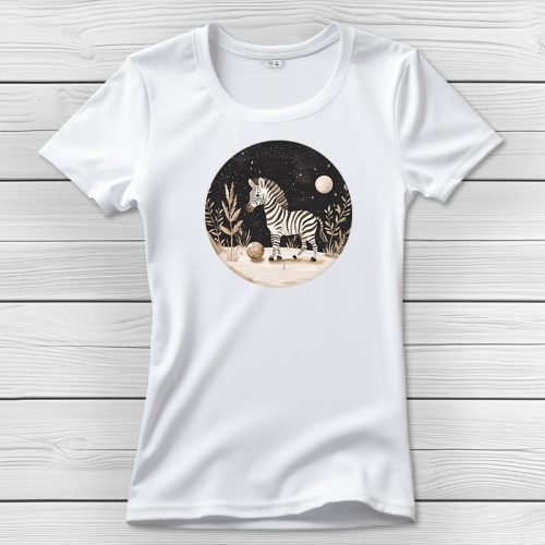 Zebrás póló nőknek fehér színben