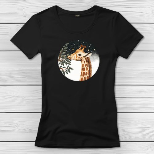 Zsiráfos póló nőknek fekete színben