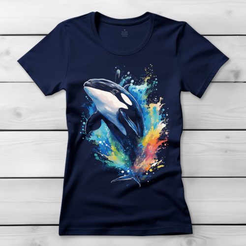 Bálnás póló nőknek sötétkék színben