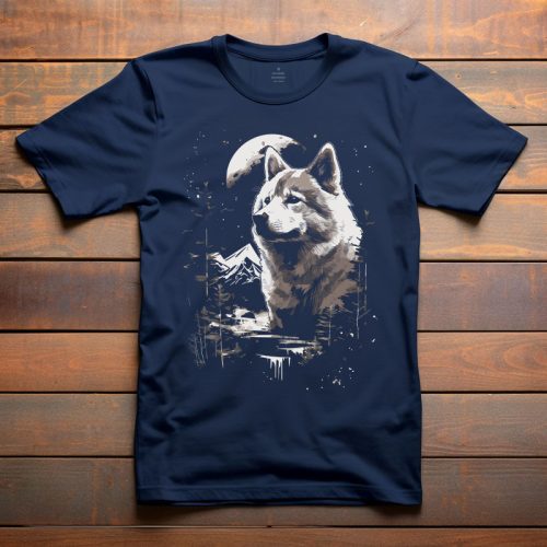 Akitás póló férfiaknak sötétkék színben