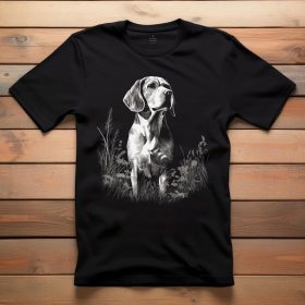 Beagle-ös póló férfiaknak fekete színben