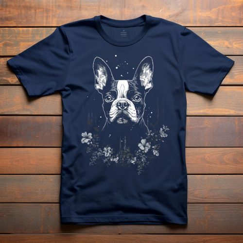 Boston terrieres póló férfiaknak sötétkék színben