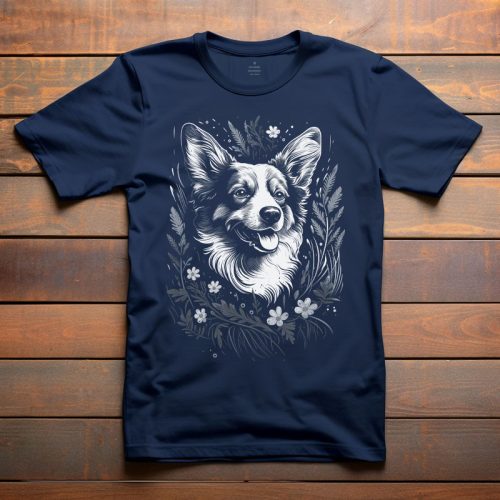 Corgis póló férfiaknak sötétkék színben