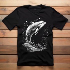 Delfines póló férfiaknak fekete színben