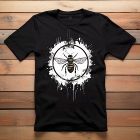 Méhecskés póló férfiaknak fekete színben