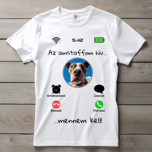 Amstaffos póló férfiaknak fehér színben