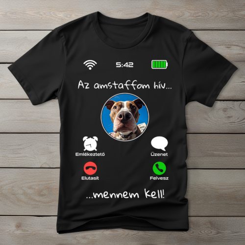 Amstaffos póló férfiaknak fekete színben