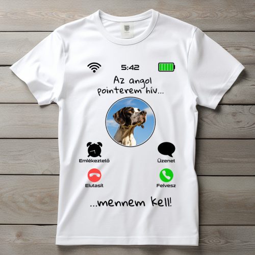 Angol pointeres póló férfiaknak fehér színben