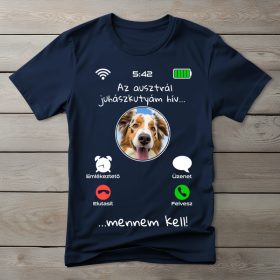 Ausztrál juhászkutyás póló férfiaknak sötétkék színben