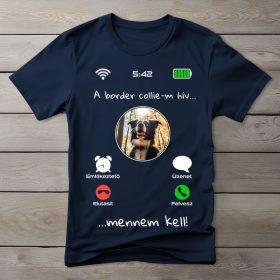 Border collies póló férfiaknak sötétkék színben