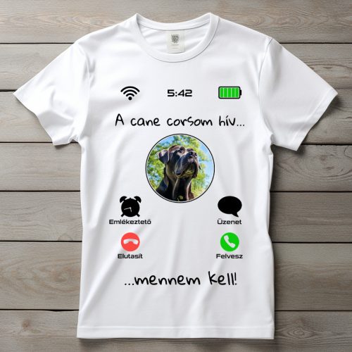 Cane corsos póló férfiaknak fehér színben