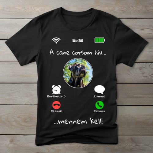 Cane corsos póló férfiaknak fekete színben