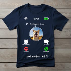 Corgis póló férfiaknak sötétkék színben