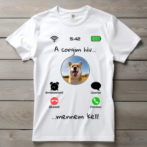 Corgis póló férfiaknak fehér színben