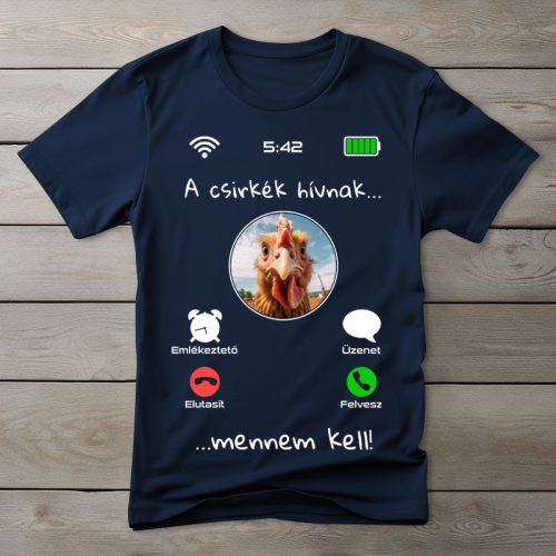 Csirkés póló férfiaknak sötétkék színben