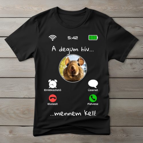 Degus póló férfiaknak fekete színben