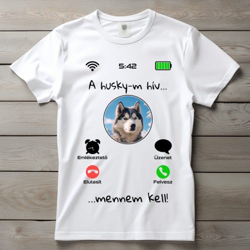 Huskys póló férfiaknak fehér színben