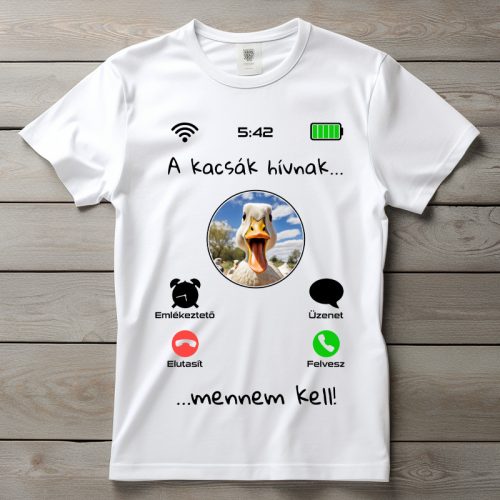 Kacsás póló férfiaknak fehér színben