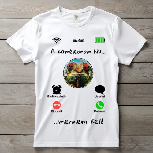 Kaméleonos póló férfiaknak fehér színben