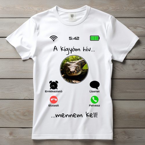 Kígyós póló férfiaknak fehér színben