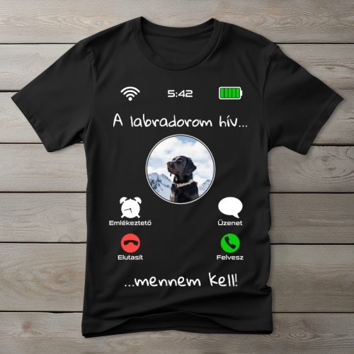 Fekete labradoros póló férfiaknak fekete színben