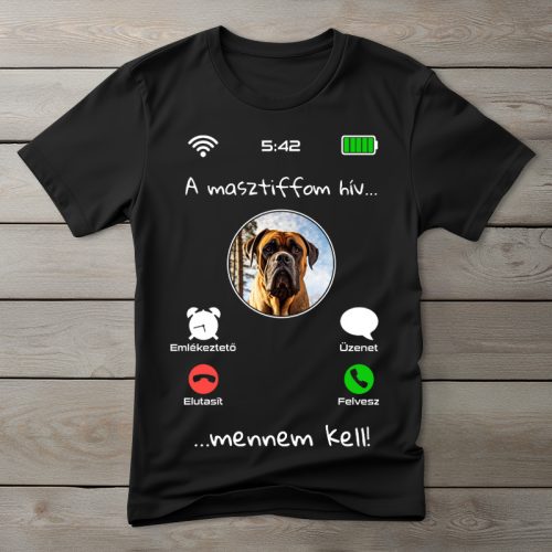 Masztiffos póló férfiaknak fekete színben