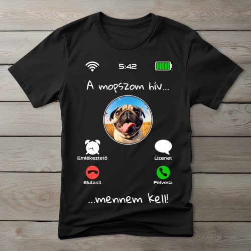 Mopszos póló férfiaknak fekete színben