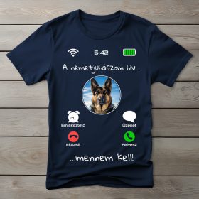 Németjuhászos póló férfiaknak sötétkék színben