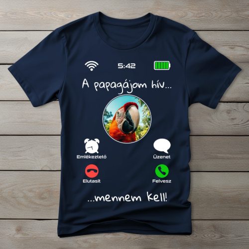Papagájos póló férfiaknak sötétkék színben