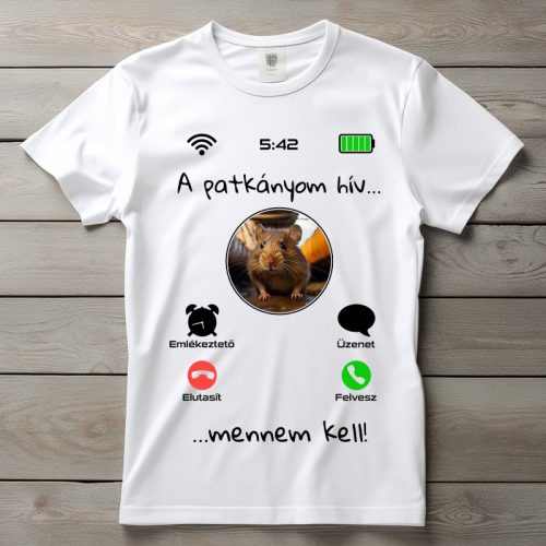Patkányos póló férfiaknak fehér színben