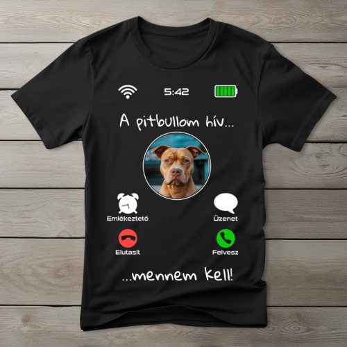 Pitbullos póló férfiaknak fekete színben