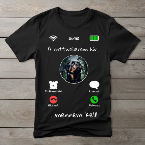 Rottweileres póló férfiaknak fekete színben