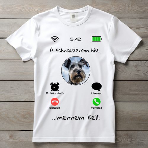 Schnauzeres póló férfiaknak fehér színben