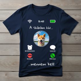 Shiba inus póló férfiaknak sötétkék színben