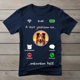 Skót juhászos póló férfiaknak sötétkék színben