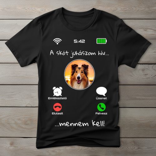 Skót juhászos póló férfiaknak fekete színben